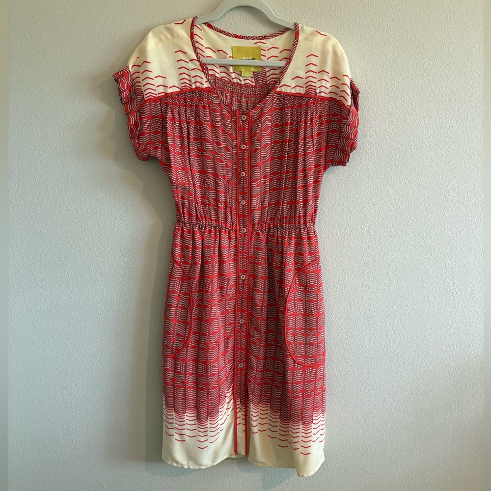 Maeve Anthropologie Veronia Shirtdress Knee-Length Short-Sleeves Women’s XS Red - Picture 2 of 9